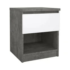 Comodino Scolastica, 40x40 h50 cm, Cemento e Bianco<Dmora New