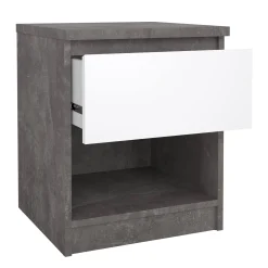 Comodino Scolastica, 40x40 h50 cm, Cemento e Bianco<Dmora New