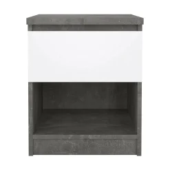Comodino Scolastica, 40x40 h50 cm, Cemento e Bianco<Dmora New