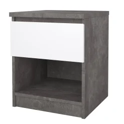 Comodino Scolastica, 40x40 h50 cm, Cemento e Bianco<Dmora New