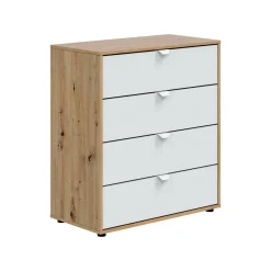 Comodino Spinello, 78x40 h86 cm, Bianco e Rovere Nodi<Dmora Flash Sale