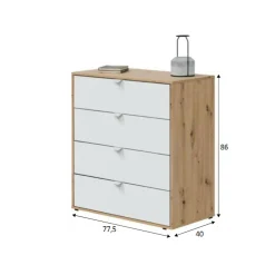 Comodino Spinello, 78x40 h86 cm, Bianco e Rovere Nodi<Dmora Flash Sale