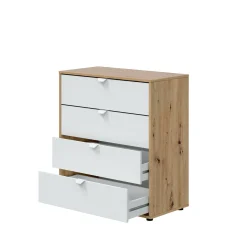 Comodino Spinello, 78x40 h86 cm, Bianco e Rovere Nodi<Dmora Flash Sale
