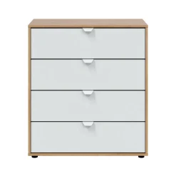 Comodino Spinello, 78x40 h86 cm, Bianco e Rovere Nodi<Dmora Flash Sale