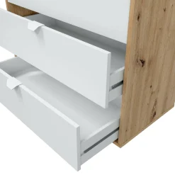 Comodino Spinello, 78x40 h86 cm, Bianco e Rovere Nodi<Dmora Flash Sale