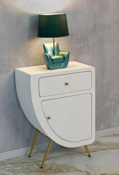 Comodino Suze, Bianco e Oro, 60x32 h79 cm<Dmora Clearance