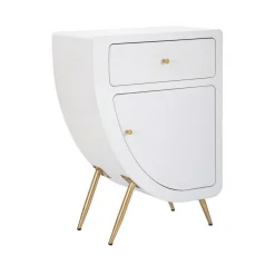 Comodino Suze, Bianco e Oro, 60x32 h79 cm<Dmora Clearance