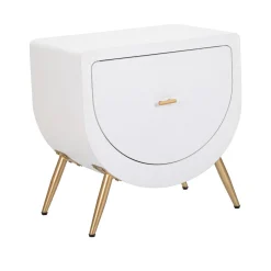 Comodino Suze, Bianco e Oro, 50x32 h50 cm<Dmora Hot