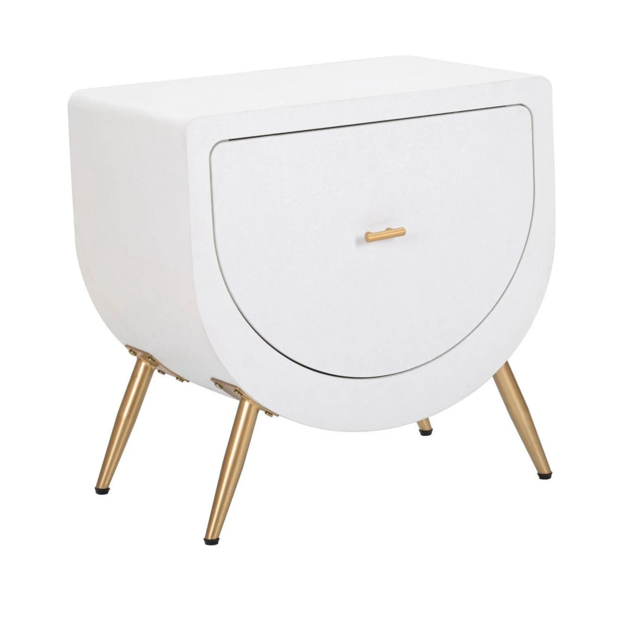 Comodino Suze, Bianco e Oro, 50x32 h50 cm<Dmora Hot