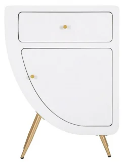 Comodino Suze, Bianco e Oro, 60x32 h79 cm<Dmora Clearance