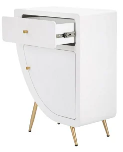 Comodino Suze, Bianco e Oro, 60x32 h79 cm<Dmora Clearance