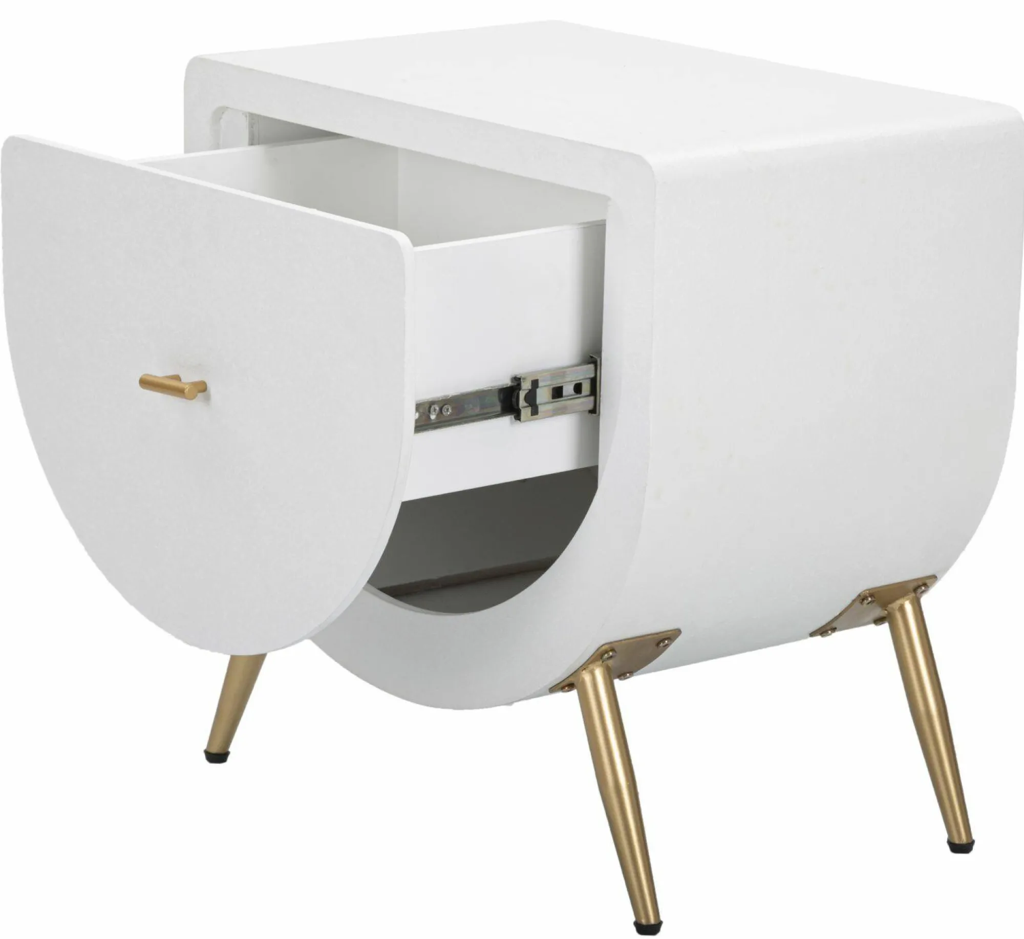 Comodino Suze, Bianco e Oro, 50x32 h50 cm<Dmora Hot