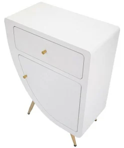 Comodino Suze, Bianco e Oro, 60x32 h79 cm<Dmora Clearance