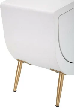 Comodino Suze, Bianco e Oro, 50x32 h50 cm<Dmora Hot