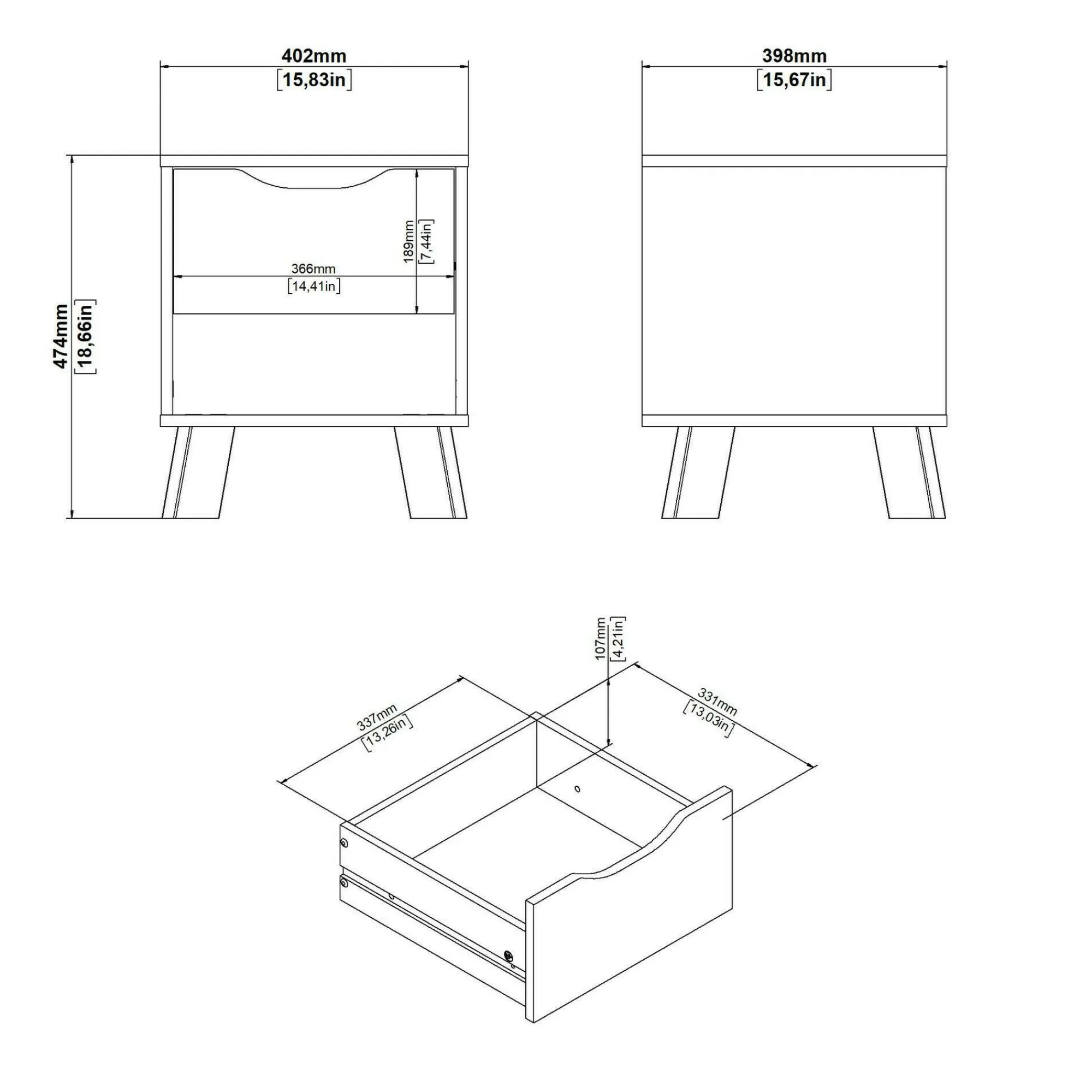 Comodino Zuglio, 40x40 h47 cm, Rovere e Bianco<Dmora Best Sale