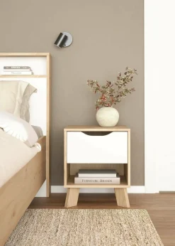 Comodino Zuglio, 40x40 h47 cm, Rovere e Bianco<Dmora Best Sale