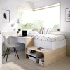 Composizione camera da letto Argh, 195x134h73 cm, Bianco e Rovere<Dmora New