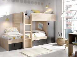 Composizione camera da letto Pax, 255x112h150 cm, Rovere e Antracite<Dmora Outlet