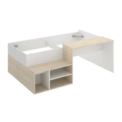 Composizione camera da letto Argh, 195x134h73 cm, Bianco e Rovere<Dmora New