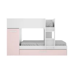 Composizione camera da letto Hikaa, 244x112 h150 cm, Bianco e Rosa<Dmora New