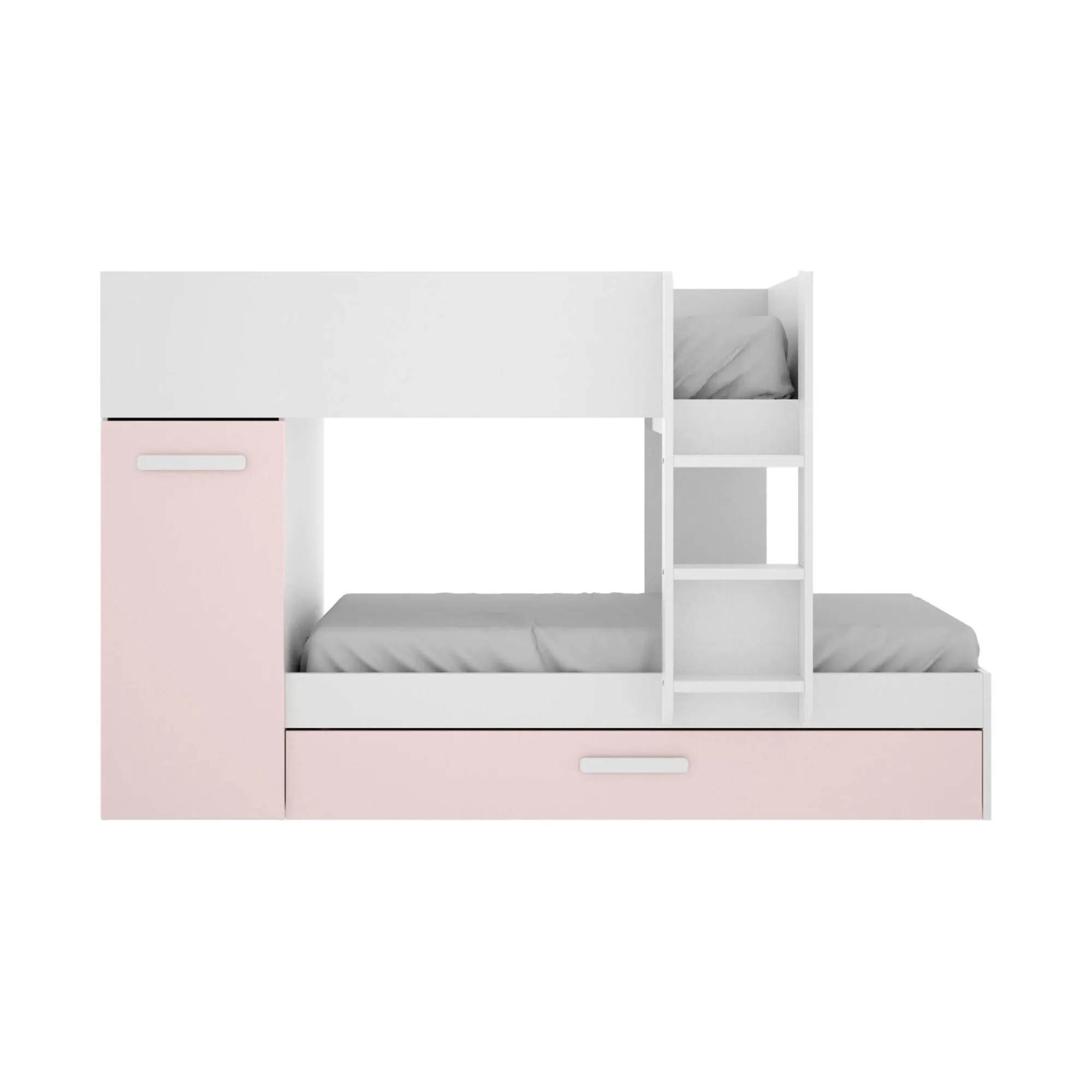 Composizione camera da letto Hikaa, 244x112 h150 cm, Bianco e Rosa<Dmora New