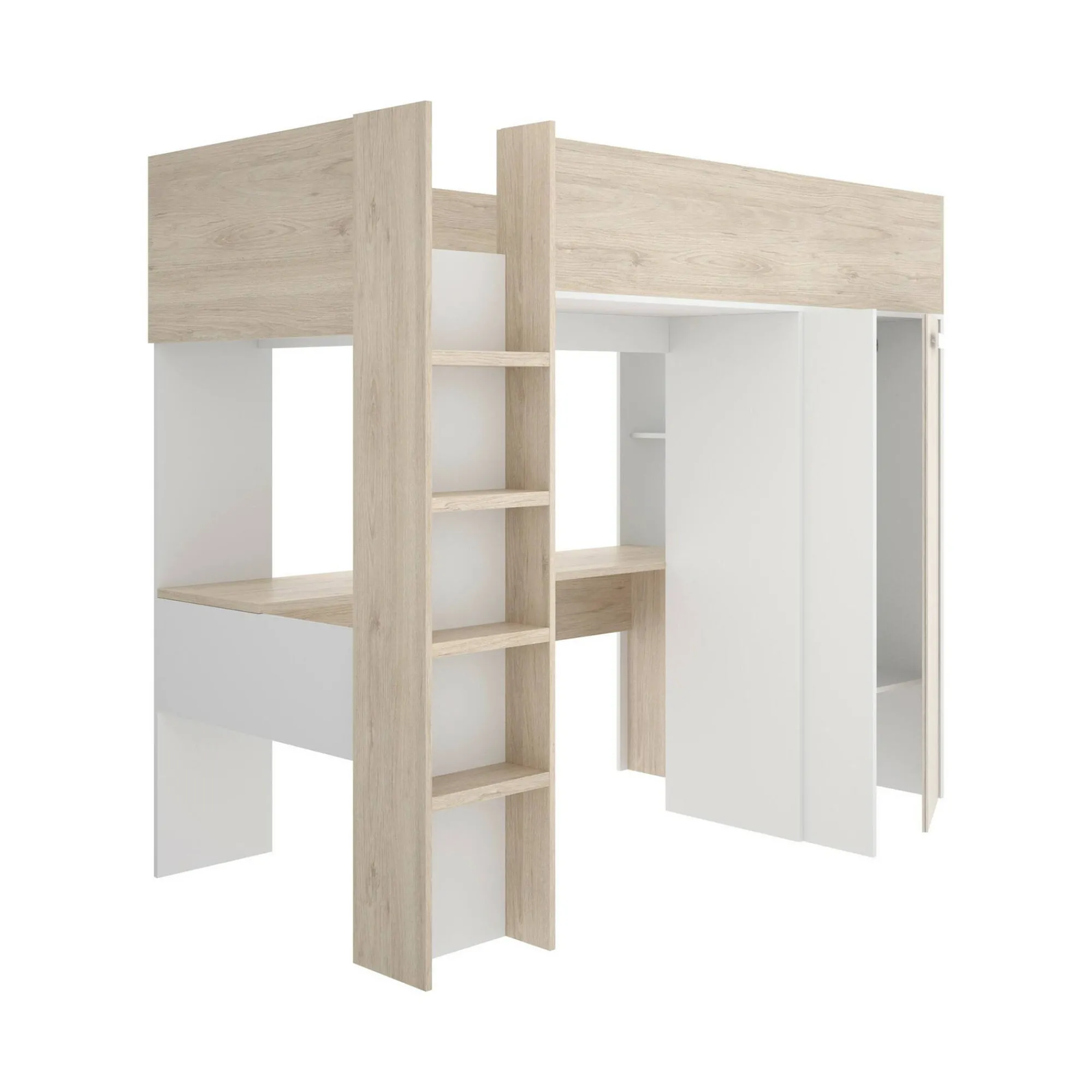 Composizione camera da letto Dhovlan, 206x111 h178 cm, Bianco e Rovere<Dmora Best Sale