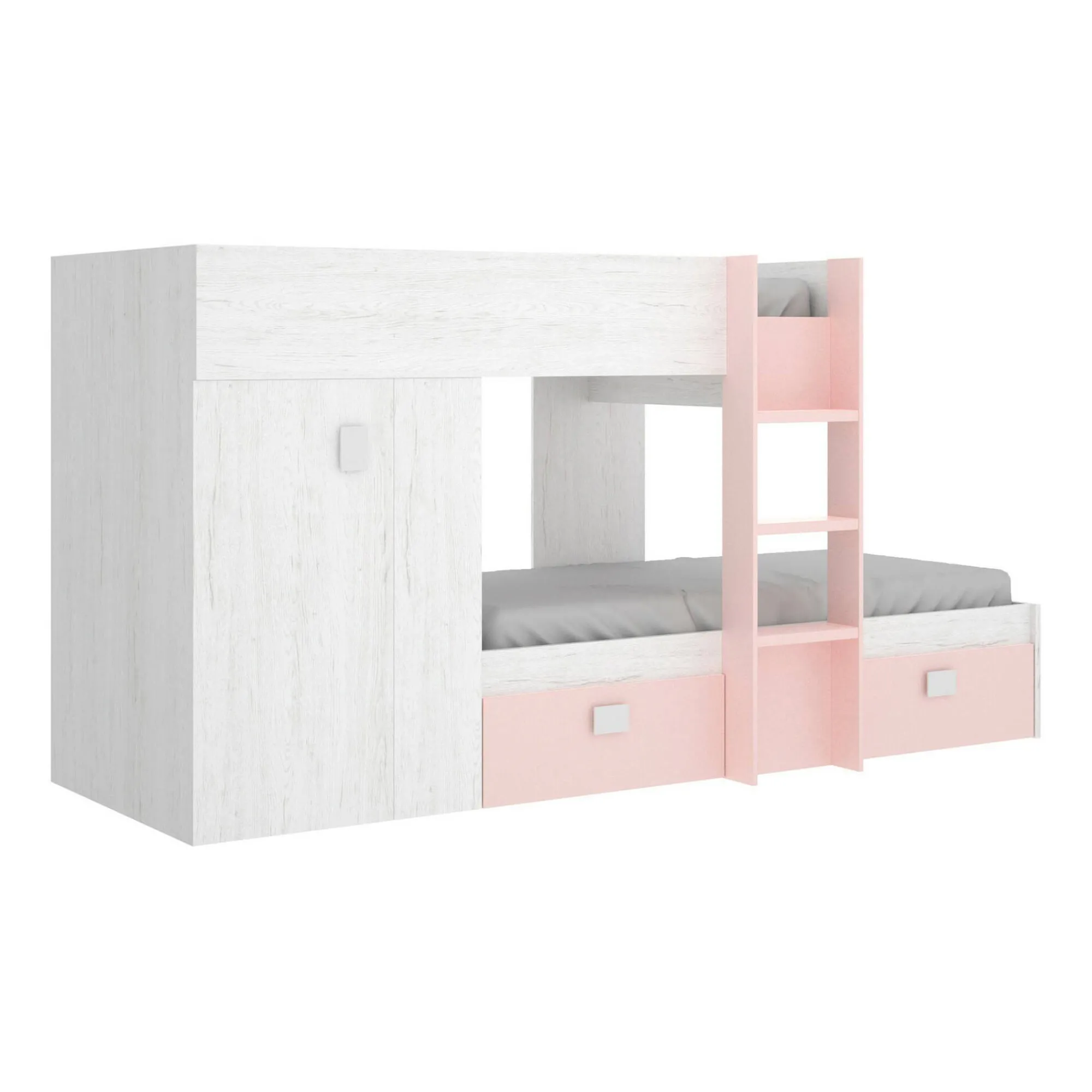 Composizione camera da letto Araba, 271x111h150 cm, Bianco e Rosa<Dmora Fashion