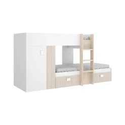 Composizione camera da letto Araba, 271x111h150 cm, Bianco e Rovere<Dmora Online