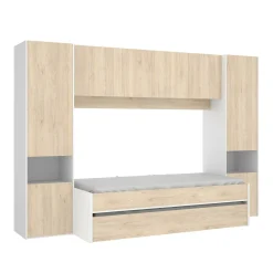 Composizione camera da letto Giustizia, 303x97h203 cm, Rovere e Bianco<Dmora Best Sale