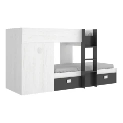 Composizione camera da letto Araba, 271x111h150 cm, Bianco e Antracite<Dmora Flash Sale
