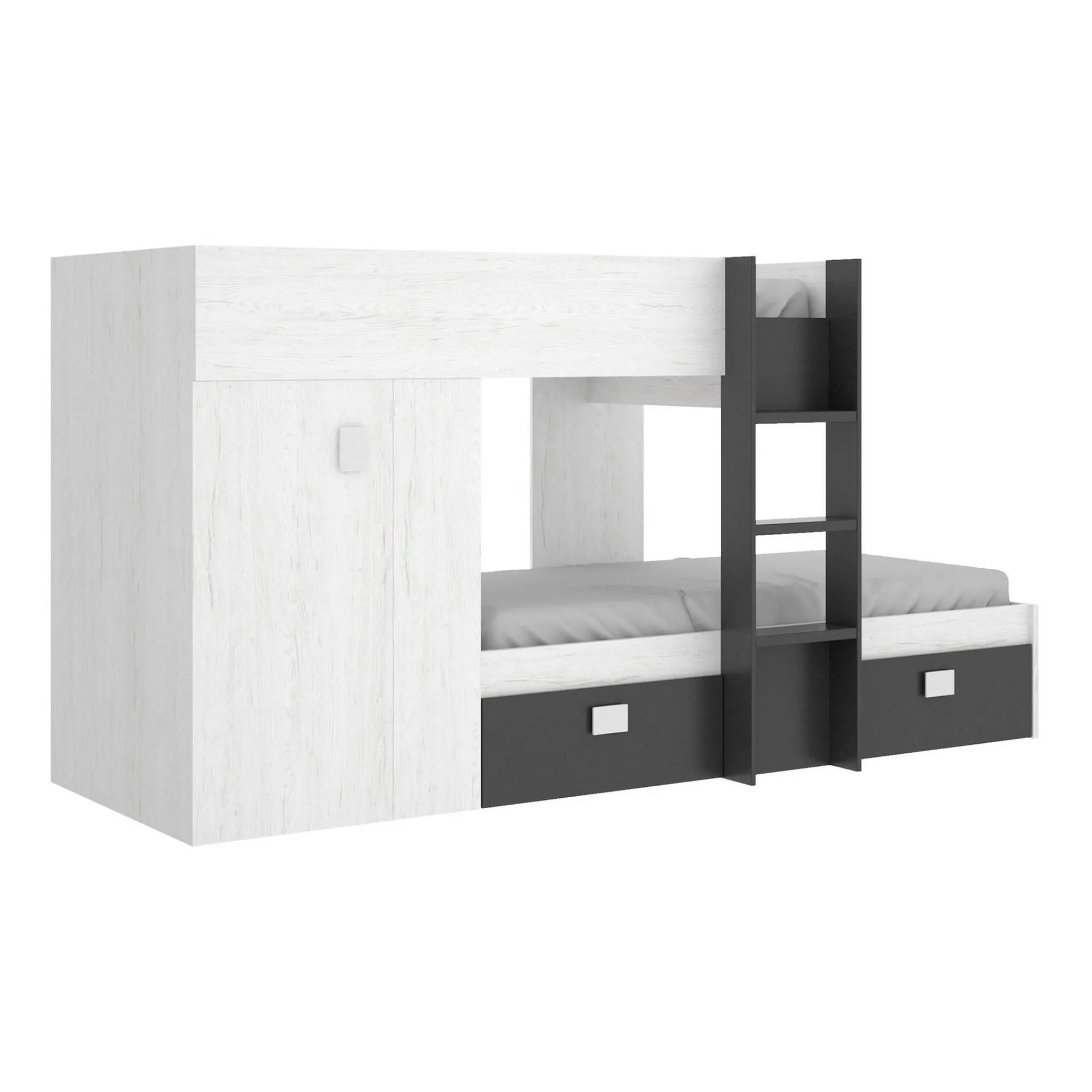Composizione camera da letto Araba, 271x111h150 cm, Bianco e Antracite<Dmora Flash Sale