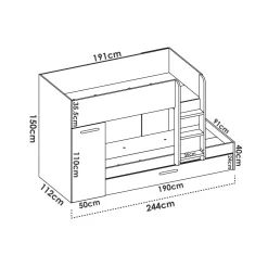 Composizione camera da letto Hikaa, 244x112 h150 cm, Azzurro e Bianco<Dmora Store