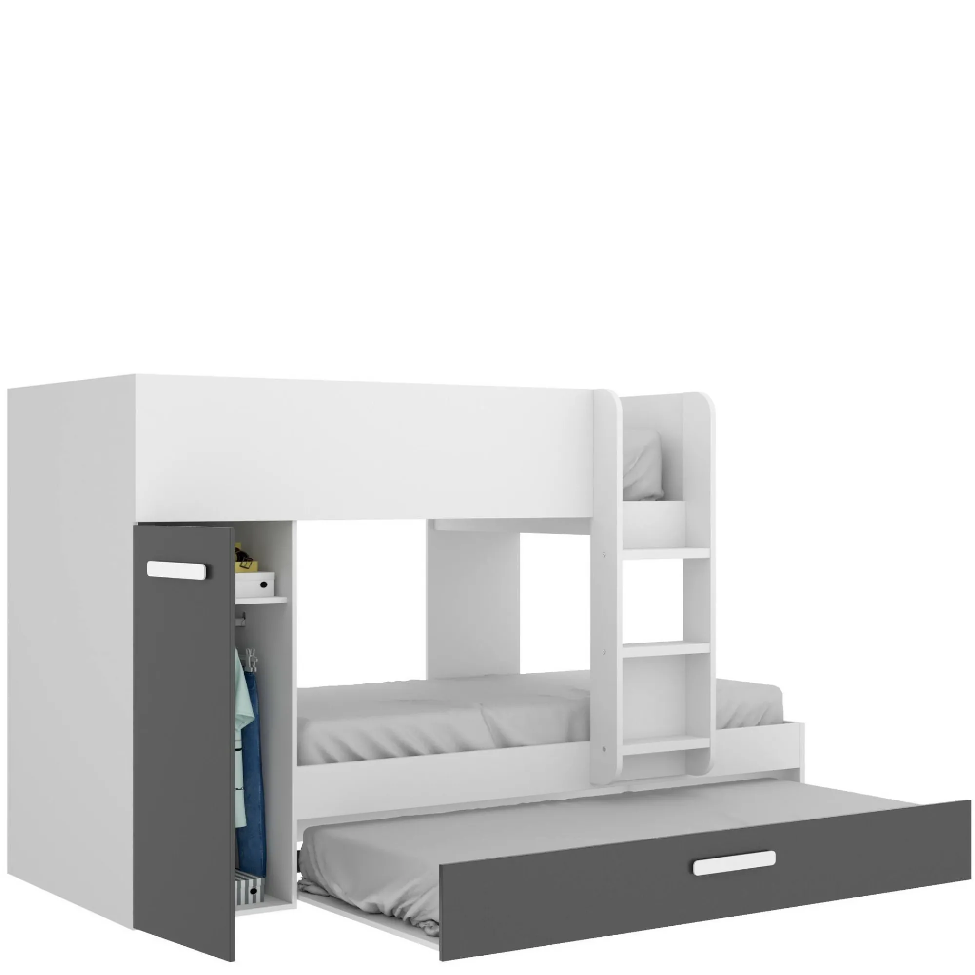 Composizione camera da letto Agle, 244x112h150 cm, Bianco e Antracite<Dmora Flash Sale
