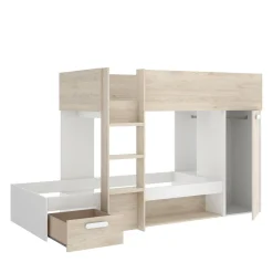 Composizione camera da letto Pinus, 246x112 h150 cm, Bianco e Rovere<Dmora Fashion