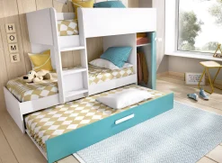 Composizione camera da letto Hikaa, 244x112 h150 cm, Azzurro e Bianco<Dmora Store