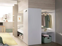 Composizione camera da letto Pinus, 246x112 h150 cm, Bianco e Rovere<Dmora Fashion