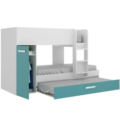 Composizione camera da letto Hikaa, 244x112 h150 cm, Azzurro e Bianco<Dmora Store