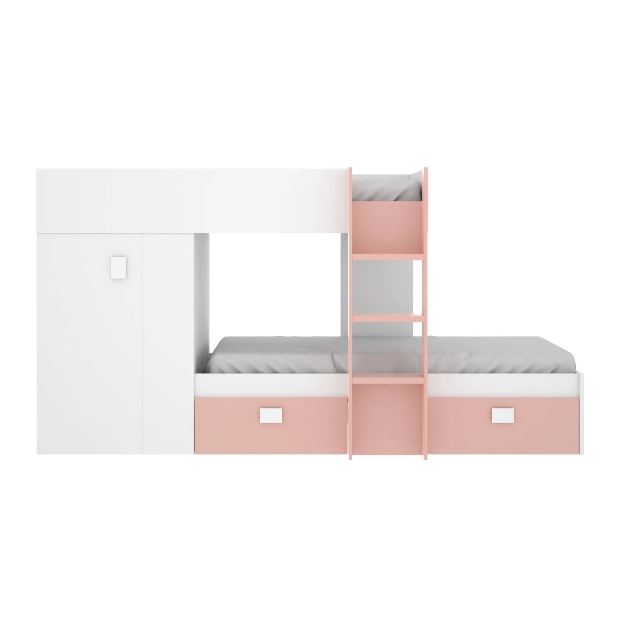 Composizione camera da letto Araba, 271x111h150 cm, Bianco e Rosa<Dmora Fashion
