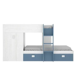Composizione camera da letto Dbajram, 271x111h150 cm, Bianco e Blu<Dmora Outlet