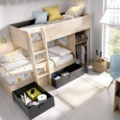 Composizione camera da letto Pax, 255x112h150 cm, Rovere e Antracite<Dmora Outlet