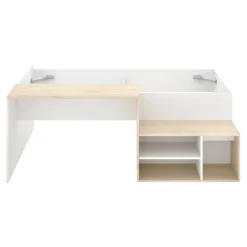 Composizione camera da letto Argh, 195x134h73 cm, Bianco e Rovere<Dmora New