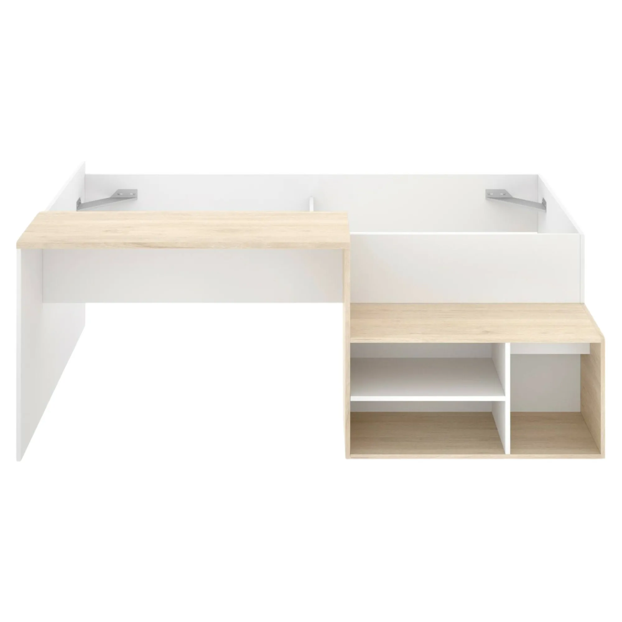 Composizione camera da letto Argh, 195x134h73 cm, Bianco e Rovere<Dmora New