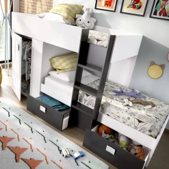Composizione camera da letto Araba, 271x111h150 cm, Bianco e Antracite<Dmora Flash Sale