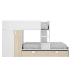 Composizione camera da letto Acerola, 275x108h150 cm, Bianco e Rovere<Dmora Best