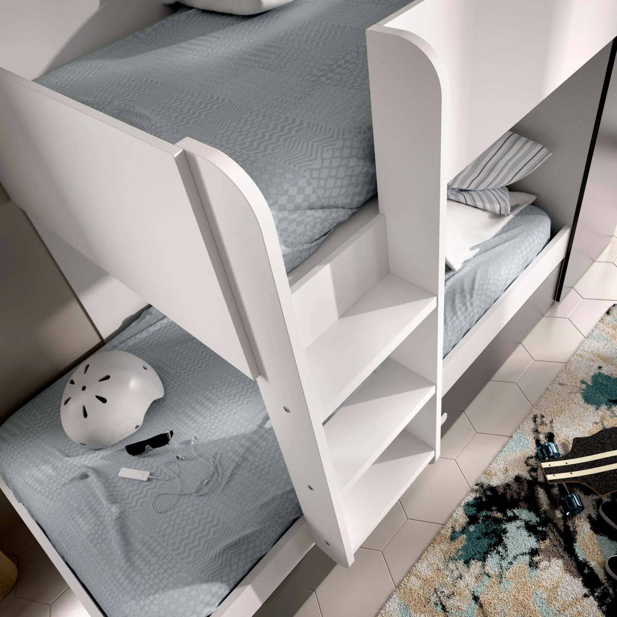 Composizione camera da letto Agle, 244x112h150 cm, Bianco e Antracite<Dmora Flash Sale