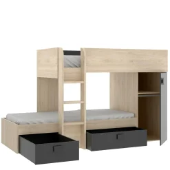 Composizione camera da letto Pax, 255x112h150 cm, Rovere e Antracite<Dmora Outlet