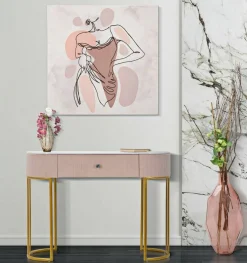 Consolle Abstraktes , 100x40 h75 cm, Rosa e Bianco<Dmora Flash Sale