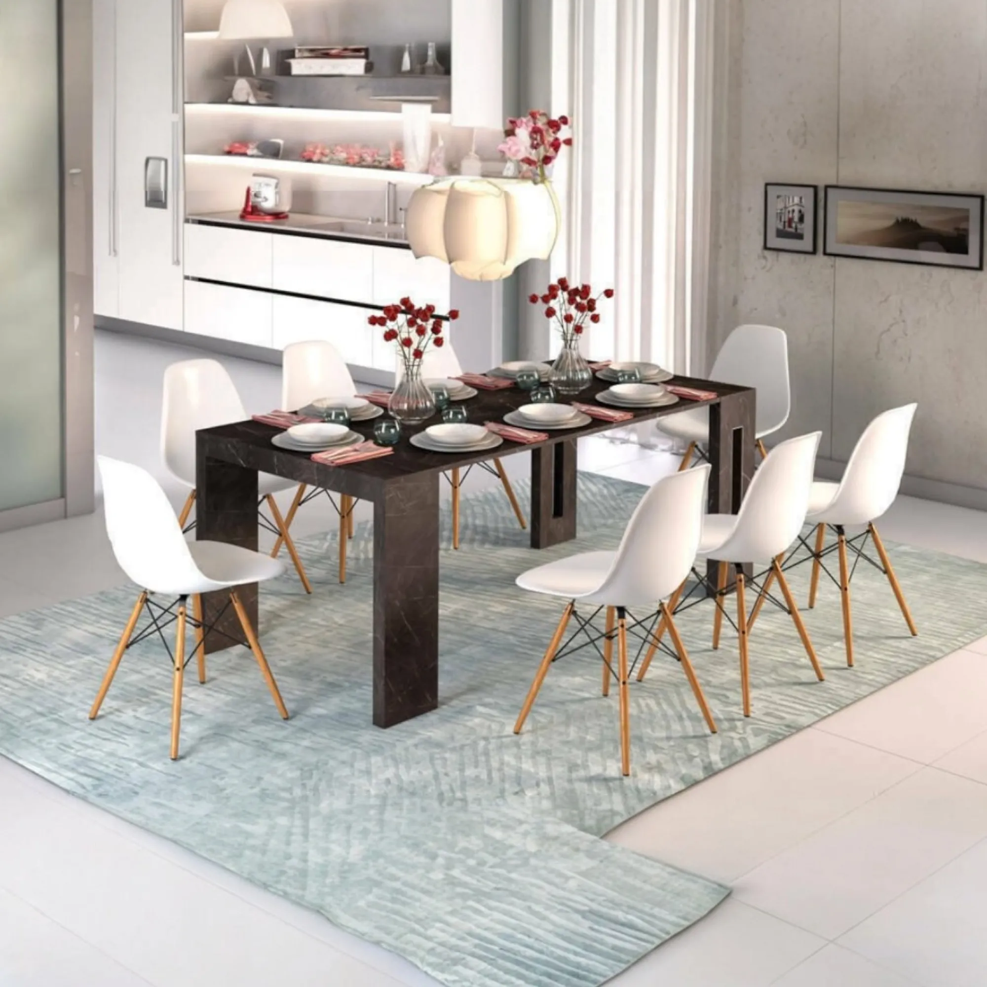 Consolle allungabile Akam, 186x80h76 cm, Marmo<Dmora Flash Sale