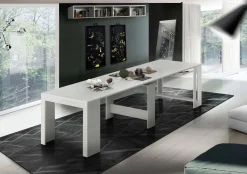 Consolle allungabile Anello, cm 51/300x90h77, Bianco lucido Larice<Dmora Outlet
