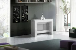 Consolle allungabile Anello, cm 51/300x90h77, Bianco lucido Larice<Dmora Outlet